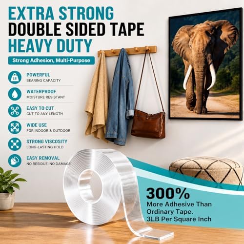 Ohayooz® Extra Strong Double Sided Tape Heavy Duty Removable 10FT