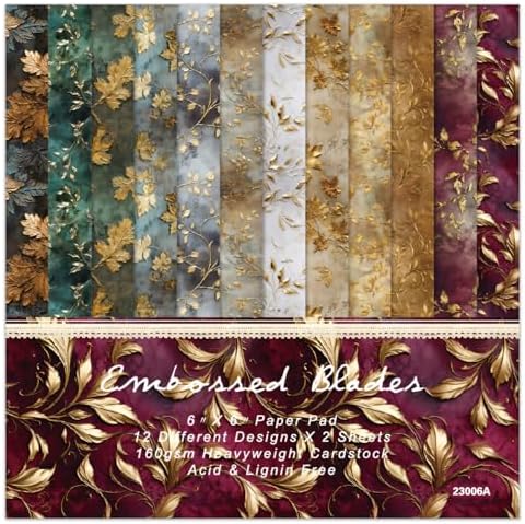 Autumn Leaves Scrapbook Paper Pad, 24 Sheets 6 x 6 Inch Vintage Patterned Designed Wedding Decorative Decoupage for Card Making Folded Supplies Gift Wrapping Journals DIY Crafts Photo Album