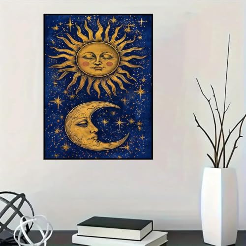 Lophomie Diamond Art Kits for Adults, 5D Sun and Moon Diamond Painting Kits