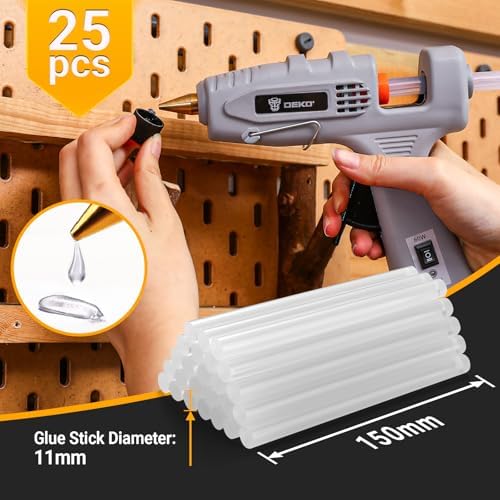 Hot Glue Gun Full Size: DEKOPRO 60/100Watt Dual Temp Hot Glue Gun Kit with 25 Glue Sticks, Organize Storage Case, Heavy Duty Heat Glue Gun Tool Set for Home Repair, Art & Crafts, DIY