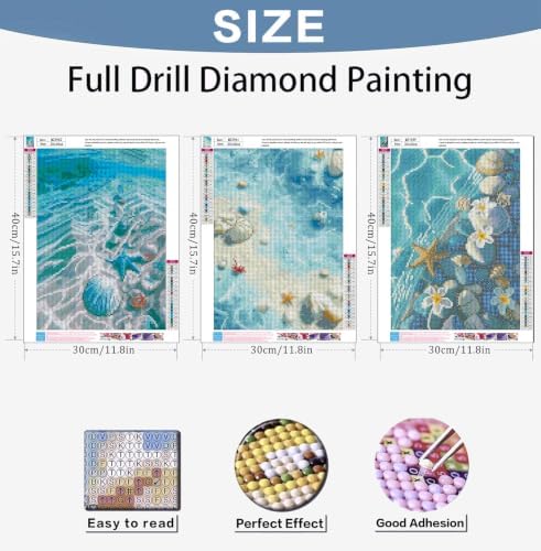 Benjenes 3Pack Diamond Art Kits for Adults, Ocean Diamond Painting Kits