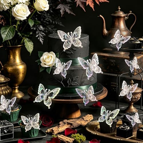 Butterfly Wall Stickers - 60pcs 3D Butterflies Removable Mural Wall Stickers for Home Room Bedroom Decoration Reusable Stickers (Sliver)