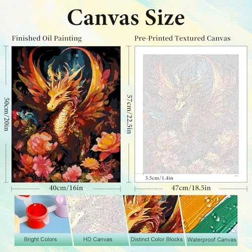 Paint by Numbers Kit for Adults, Dragon DIY Painting Kit, 16x20 Inch