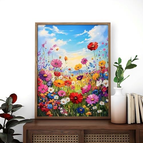 Alptiny Wild Flowers Paint by Numbers Kit for Adults Beginner, Colorful Floral Landscape Paint by Number Kits on Canvas, DIY Flower Oil Painting Kit for Relaxation & Home Decor, 16x20 Inch
