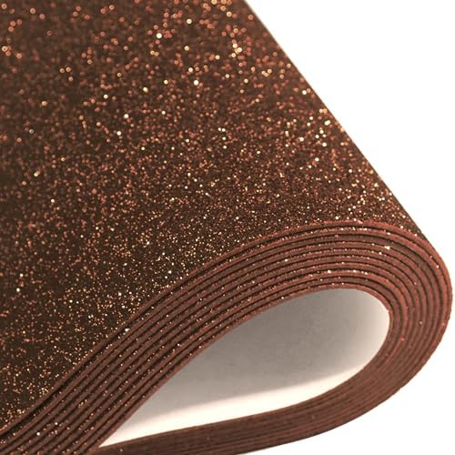10 Sheets Glitter Cardstock Paper for Thanksgiving Christmas, Self-adhesive Backs 30 X 20cm A4 Paper for Card DIY Crafts Card Scrapbook Decoration (Brown)