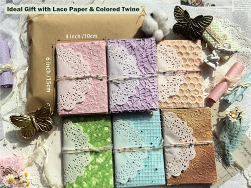 102 Sheets Textured Scrapbook Paper and Mesh Fabric Kit, 6 Pack Handmade Special Decorative Decoupage Paper for Scrapbooking Bullet Junk Journal Supplies Cards Crafts( 6 x 4 inches)