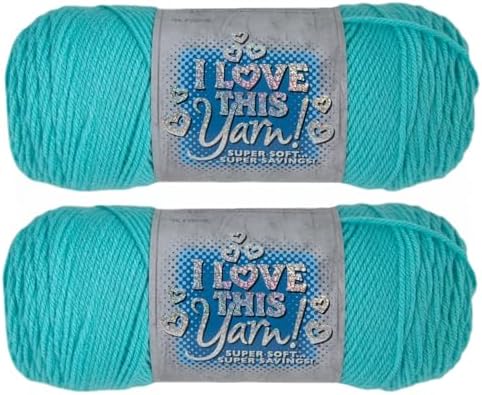 Hobby Lobby I Love This Yarn 100% Acrylic, 110 Turquoise, Set of 2