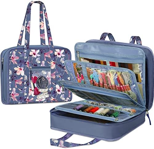 FINPAC Sewing and Craft Supplies Storage Tote Bag with Clear Pockets