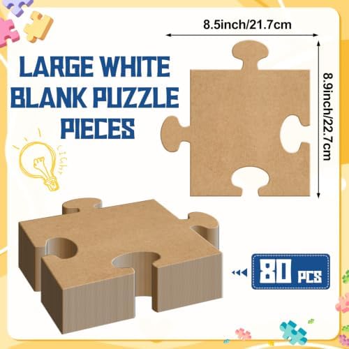 8.5x8.9'' Large Kraft Blank Puzzle Pieces Oversize Puzzles(80Pcs Kraft)