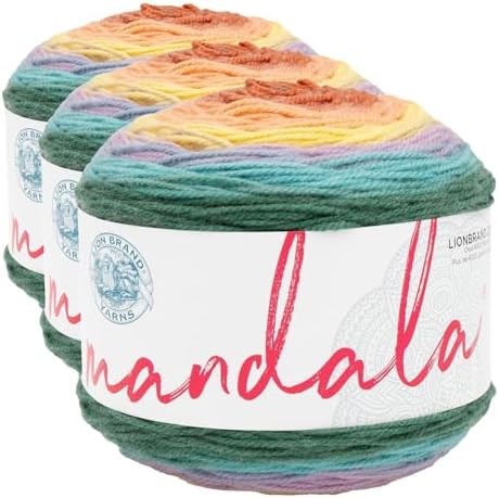 Lion Brand Yarn Mandala, Multicolor Yarn for Knitting, Crochet and Crafting, Doxy, 3 Pack