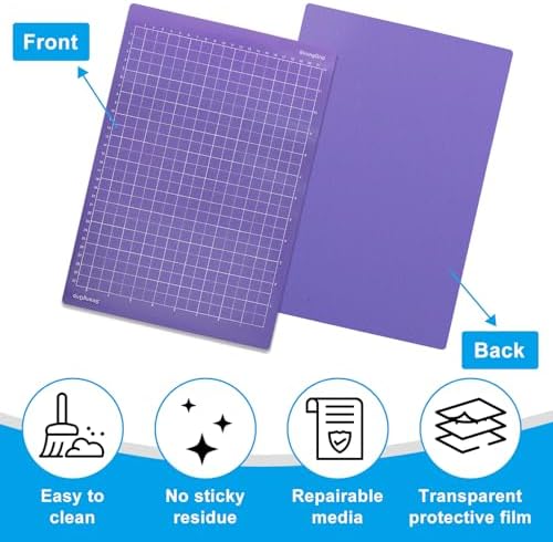 BokWin Cutting Mat for Cricut Joy Xtra, Purple, 12x8.5 Inch, 3-Pack
