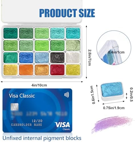 CraftyManor Mini Super Glitter Watercolor Paint Set, 20 Colors Ultra-Shimmer Metallic Watercolour Painting Sets, Solid Pearl Water Color Paints for Adult, 1ml Trial Pack (St. Patrick's Day)