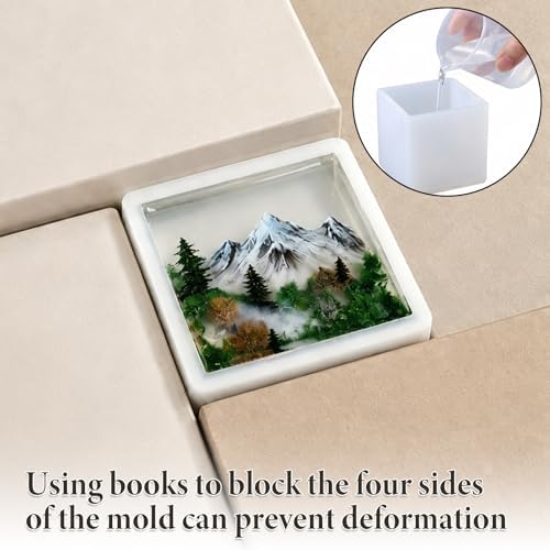 12 Pcs Resin Molds Set, Multiple Sizes Cube Sphere Silicone Mold with Tools Cube Casting poxy Molds for Insect, Plant, Flowers, Soap, DIY Art Craft