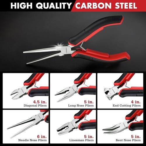 ARROW Mini Pliers Set, 6PC Precision Jewelry Craft Pliers Kit