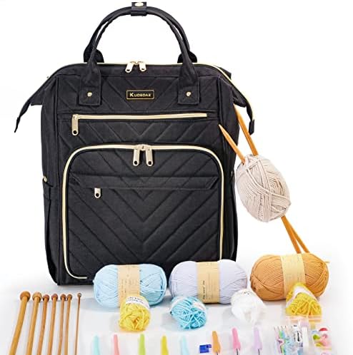 Kuosdaz Knitting Bag Backpack, Yarn Organizer, Quilted Backpack for Women