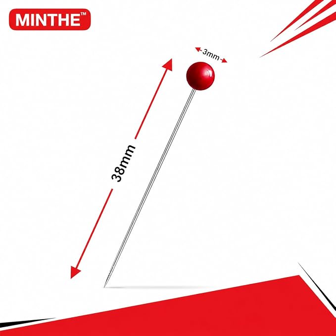 MINTHE 100PCS Sewing Pins for Fabric, Straight Pins Sewing with Pearlized Colored Heads, Quilting Supplies, Pearl, Stick, Corsage, Head