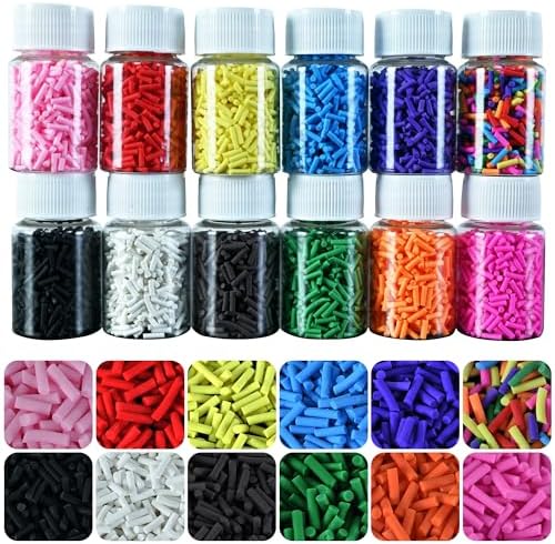 LIKETURE Fake Sprinkles 180g Non-edible Polymer Clay Sprinkles Faux Sprinkle Plastic Sprinkles for Craft Sprinkles Decoration for Resin Filler Slime Add ins Slime Mixed In Shaker Card (12 Bottles)