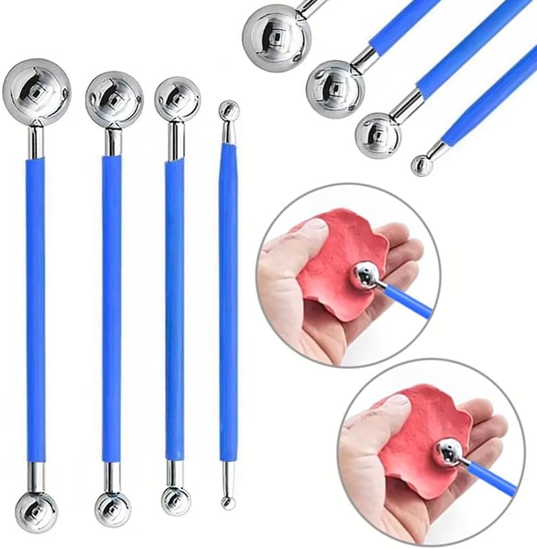 30Pcs Clay Sculpting Tool Set, Polymer Clay Kit with Silicone Sculpting Brushes, Wooden Carving Tools, Ball Stylus, Dotting Pens & Smoothing Sponge, Multi-Function Craft Tools for Pottery, Ceramic