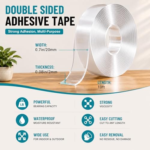 Ohayooz® Extra Strong Double Sided Tape Heavy Duty Removable 10FT