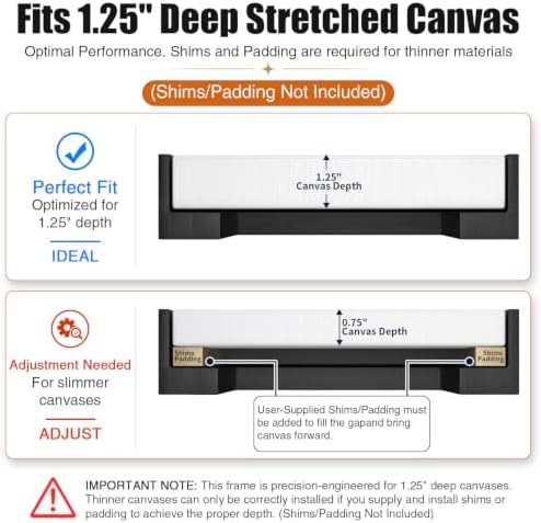 Canvas Floater Frame for 1”–1.25”Deep Gallery Wrapped Canvas, Wood-Look Floating Frame Wall Artwork for Oil Paintings, Gallery Bedroom, Living Room, Studio, Made in USA (Black,24x28)