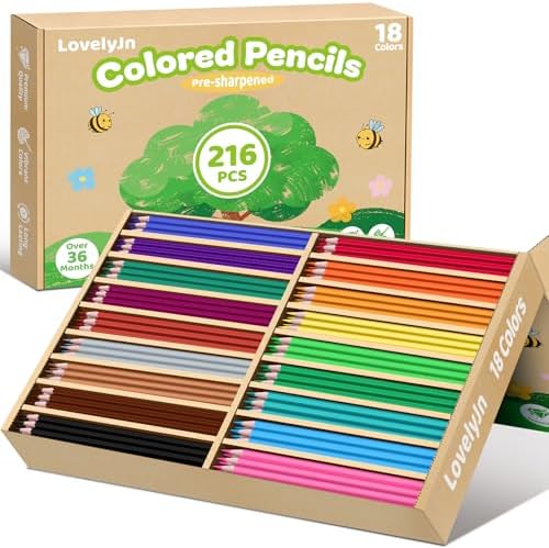 216 Count Colored Pencils Bulk Set in 18 Color, Coloring Pencils for Kids