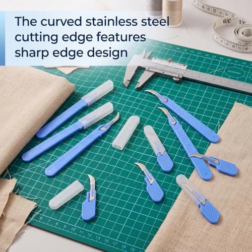 Mudder 10 Pcs Seam Rippers for Sewing Razor Stitch Thread Cutter with Protective Case Bulk Blue Stitch Remover Tool for Sewing Crafting Embroidery Picking Threads Opening Buttonholes (Two Size)