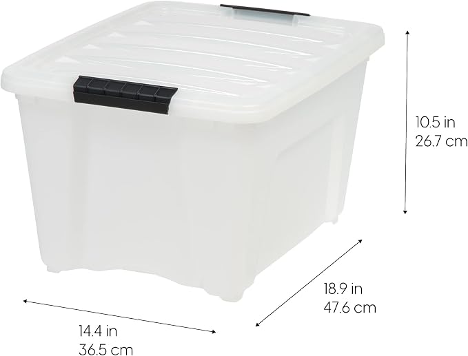 IRIS USA 4-Pack 32 Quart Storage Bins with Lids, Pearl