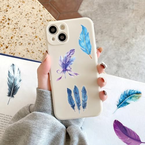 50 Pcs Transparency Feather Stickers, Aesthetic Plume Decals for Laptop Journal Scrapbooking Arts Crafts Planner Stationery Water Bottle Suitcase, PET Transparent Waterproof Sticker (Plumage)