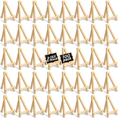 Mimorou 100 Pieces Mini Wooden Easel Stands Tripod Display Tabletop,None