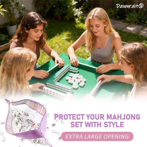 Purple Mahjong Tiles Bag with Zipper - Up to 166 Tiles