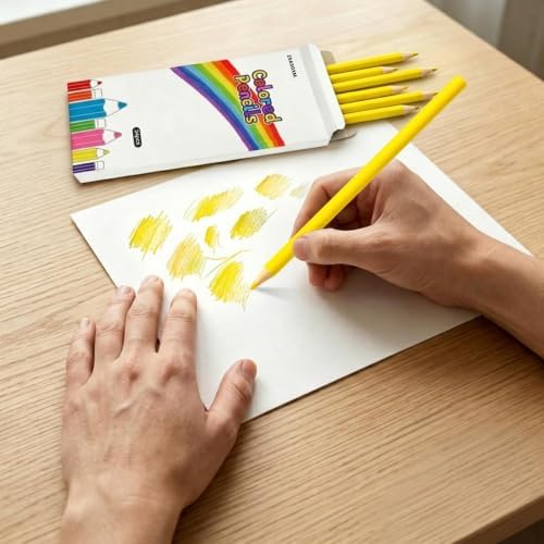 24 PCS Yellow Colored Pencils, Pre-sharpened Professional Wooden Art Pencils Set for Artists Painting | Premium Drawing Sketching Supplies