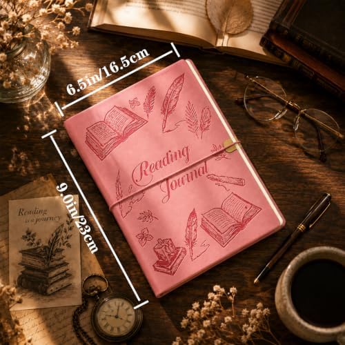 Reading Journal for Book Tracking PU Leather Book Journal (Pink)