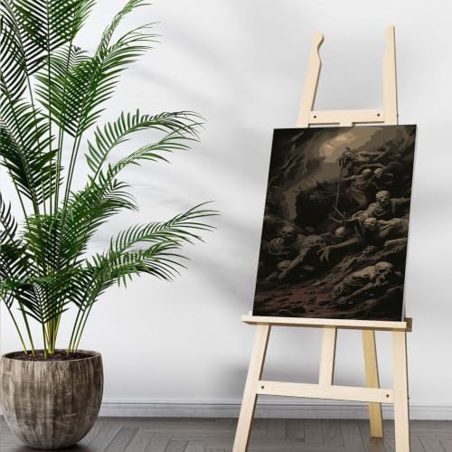 Auremi Skeletons Paint by Number Kits with Framed, DIY Horror Paint by Number Canvas for Adults, Easy Acrylic in Canvas with Brushes for Decor 20x30cm