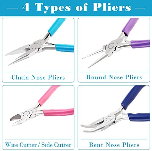 shynek 4pcs Jewelry Pliers Tools Kit for Crafts, Wire Wrapping, Jewelry Making Supplies