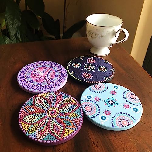 40 Pieces 4 Inch Round Blank Ceramic Coasters, Unglazed Ceramic Tiles Coasters, Ceramic Tiles with Cork Backing Pads for Painting, DIY Crafts, Mosaics, Circular, White.by GNIEMCKIN.
