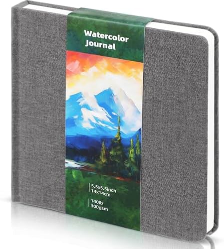 5.5in Watercolor Sketchbook Journal Square Watercolor Notebook Gray