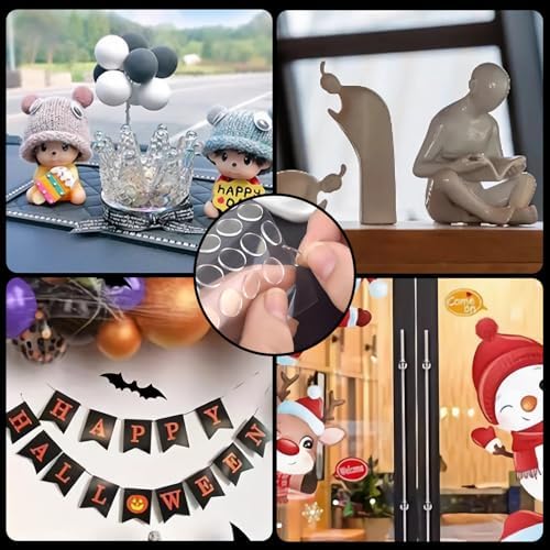 400 Pcs Double Sided Tape Museum Putty Sticky Dot, Removable Non-Marking 10mm/0.39” Round Adhesive Dots Clear Poster Putty for Crafts Balloons Festival Home Office Party Decorations