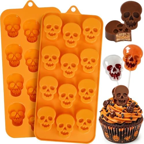 Skull Chocolate Candy Mold 24-Cavity, Halloween Skull Silicone Molds