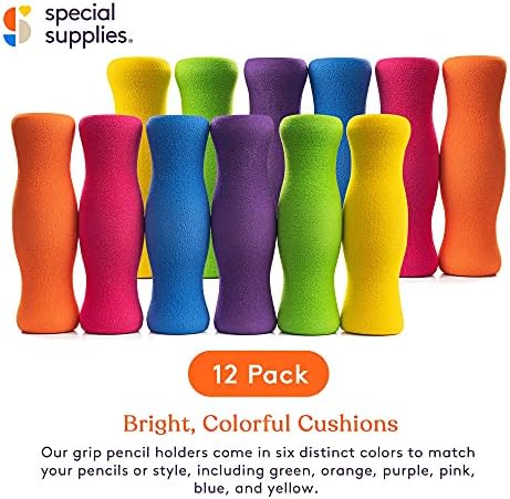 Special Supplies Long Foam Pencil Grips for Kids Adults Colorful, Cushioned Holders for Handwriting, Drawing, Coloring | Ergonomic Right or Left-Handed Use | Reusable (12)