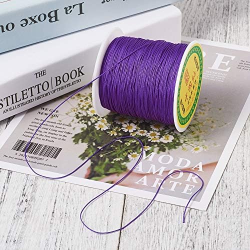Elecrelive 150 Yards 0.5mm Braided Nylon Knotting Cord Nylon String Beading Thread Bracelet String Macrame Cord Rope for Necklace Bracelet Lanyard Jewelry, Dark Violet