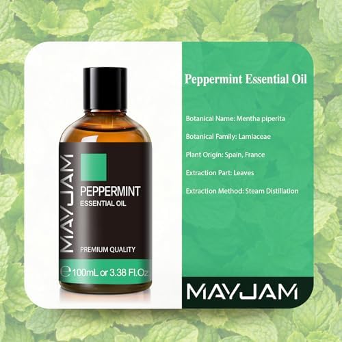 MAYJAM Peppermint Essential Oil for Diffuser Skin Hair Care, 3.38FL.OZ