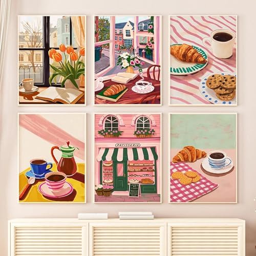 YALKIN 6 Packs Paint by Number Kits for Adults Beginners, DIY Acrylic Painting by Number Kits on Canvas Without Frame, Adults Paint by Number for Home Wall Decor Gifts 25x35CM/9.8x13.8IN