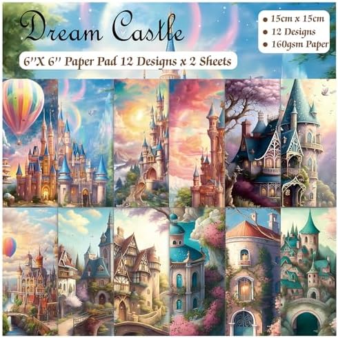 Scrapbook Paper, 24 Sheets 6"×6" 160gsm Single-Sided Patterned Cardstock