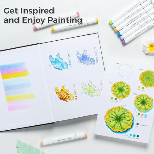Ohuhu 7"x10" Marker Paper Pad Art Sketchbook for Drawing and Sketching | Large Sketch Book - 120 LB/200 GSM Smooth Drawing Paper - 78 Sheets/156 Pages - PU Hardcover Sketch Pad for Alcohol Markers