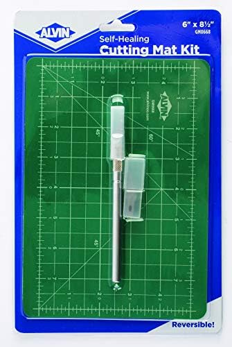 Alvin, Self-Healing Cutting Mat Kit, Double-Sided Mat with Art Knife, GBM Series, Gridded Rotary Cutting Board for Crafts, Sewing, Fabric - 6 inches x 8.5 inches