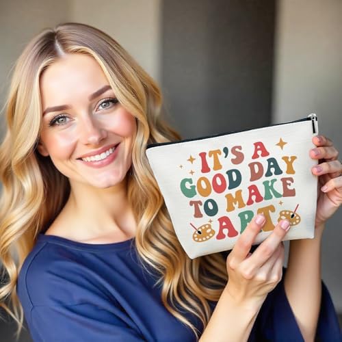 Gifts for Art Teachers, Drawing Theme Makeup Bag for Artists
