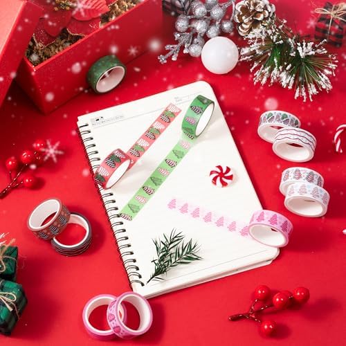 Christmas Tree Washi Tape - 12Pcs Sweet Dessert Gingerbread Scrapbook Washi Colored Masking Decorative Tape Set School Office Teacher Gift Wrapping Diy Craft Scrapbooking Journal Art Supplies
