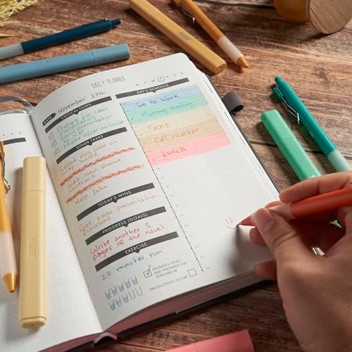 BLIEVE - Aesthetic Highlighters and Gel Pens With Soft Ink and Chisel Tip, Bible Highlighters and Pens No Bleed, Dry Fast Easy to Hold, for Bible Journaling Planner School Supplies (VINTAGE)