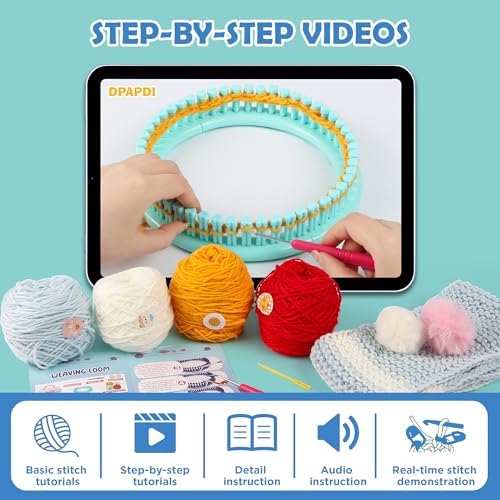 DPAPDI Knitting Loom Kit with Storage Boxes Yarns Knitting Tools