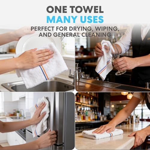 SIMPLI-Magic Terry Bar Mop Towels - 60 Pack, 15 x 18 Inch Cotton Kitchen Cleaning Towels, Highly Absorbent & Reusable for Kitchen, Bar & Commercial Use